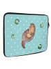 Mr. & Mrs. Panda Laptop Tasche Otter Seerose ohne Spruch in Türkis Pastell