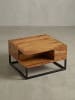 KADIMA DESIGN Sofatisch, Sheeshamholz, Staufach, 60x60x34,5 cm, Industrial-Design