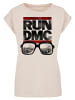 F4NT4STIC Extended Shoulder T-Shirt Run DMC Glasses NYC in Whitesand