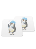 Mr. & Mrs. Panda Untersetzer Eckig Pinguin Duschen ohne Spruch in Weiß