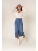 Nina Carter Langer Jeansrock mit Schlitz Stretch Denim Midi Rock in Blau