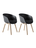 SalesFever Schalenstuhl 2er-Set Kunststoffschale und Metallbeinen in Holzoptik in Schwarz