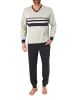 NORMANN Langarm Schlafanzug Pyjama Bündchen Frontstreifen Übergrößen in grau