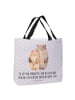 Mr. & Mrs. Panda Tote Bag Bären Liebe mit Spruch in Grau Pastell