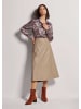 MADELEINE Leder-Look Midi-Rock mit Reißverschluss in taupe