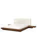 Beliani Doppelbett ZEN in Braun/Weiß - (W) 308 x (H) 86 x (L) 229 cm