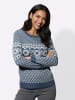 Sieh an! Jacquard-Pullover in rauchblau-champagner-gemustert