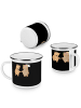 Mr. & Mrs. Panda Camping Emaille Tasse 2. Hochzeitstag Baumwollh... in Schwarz
