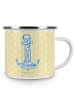 Mr. & Mrs. Panda Camping Emaille Tasse Anker Blau ohne Spruch in Gelb Pastell