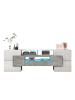 ABRIHOME Weiß-Grauer LED-TV-Schrank – Hochglanz mit eleganter Glasfront