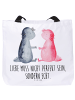 Mr. & Mrs. Panda Tote Bag Axolotl Liebe mit Spruch in Weiß