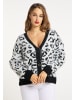 faina Damen Strickjacke in Wollweiss Schwarz