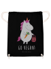 Mr. & Mrs. Panda Turnbeutel Einhorn Vegan mit Spruch in Schwarz