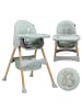 BeBelissimo 2 in 1, Kinderhochstuhl, Babystuhl, Kombihochstuhl -Woodie in Grün
