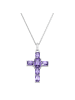 Giorgio Martello Milano Kette Anhänger Kreuz Mit Zirkonia Oder Kristallstein in Lila