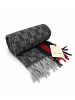 Gucci Grau Anthrazit Monogramm Kaschmir- & Wollschal mit rot-navyblauen Streifen