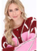 IZIA Women Cardigan in burgundy rose