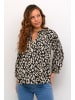 Kaffe Langarm-Bluse KAsandy Regular fit in Black/Feather Gray Animal