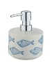 Wenko Seifenspender aus Keramik AQUAMARIN in Blau, (B) 10 x (H) 13,2 x (L) 10 cm