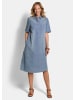 GOLDNER Kurzgröße:  Baumwollkleid mit heller Waschung in blau