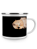 Mr. & Mrs. Panda Camping Emaille Tasse Verlobung Glaube mit Spruch in Schwarz