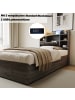 ABRIHOME Einzelbett 90 x 200 cm Hydraulisches Bett mit Stauraum USB Tape-C, Grau