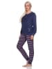 NORMANN Frottee langarm Schlafanzug Bündchen Pyjama - 82618 in marine