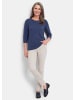 GOLDNER Halbarm Baumwollpullover mit Struktur in marine