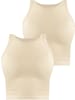 Janice 2 x Damen crop Top hochgeschlossen Niah in Beige