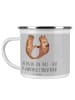 Mr. & Mrs. Panda Emaille Tasse Brautpaar Herzen mit Spruch in Heather Grey