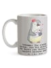 Mr. & Mrs. Panda Trinkbecher Hebamme Lächeln mit Spruch in Grau Pastell