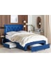 Beliani Doppelbett LIEVIN in Blau - (W) 145 x (H) 122 x (L) 217 cm
