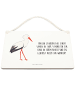 Mr. & Mrs. Panda Holzschild Storch mit Spruch in Weiß