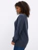 sheego Langarm-Pullover in tiefblau-meliert