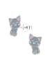 schmuck23 Silber-Ohrringe graue Katze 925 Silber