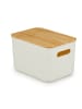 relaxdays 2 x Aufbewahrungsbox in Weiß/ Natur – (B)26 x (H)16 x (T)17,5 cm