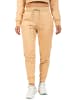 Reichstadt Damen Slim Fit Sporthose Marken-Stick in Beige
