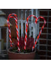 MARELIDA 4er Set LED Zuckerstangen Gartenstecker für Außen H: 44cm in weiß, rot