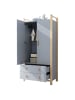 ABRIHOME Kleiderschrank in Blau mit 2 Türen Stange 2 Schubladen 90x45x180 cm