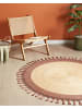 Beliani Geflochtener Teppich MARTS in Beige/Braun - (W) 140 x (L) 140 cm