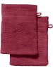 REDBEST Frottier Waschhandschuh 2er-Pack Chicago in weinrot