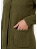 GOLDNER Strickcardigan mit Häkchenverschluss in khaki