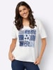 Sieh an! Rundhals-Shirt in weiß-dunkelblau