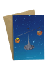 Mr. & Mrs. Panda Glückwunschkarte Sternzeichen Waage ohne Spruch in Sternenhimmel Blau