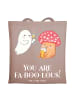 Mr. & Mrs. Panda Shopping Tasche Halloween Zauber mit Spruch in Braun Pastell