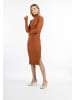 DreiMaster Klassik Damen Strick Langarmkleid Midi in Rostbraun