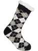 styleBREAKER ABS Kuschelsocken Geometrisch in Karo - Schwarz-Grau-Weiß