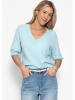 SASSYCLASSY Strickoberteil mit V-Ausschnitt in Hellblau