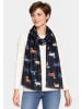 Faera Schal Dackelmotiv Alloverprint Feine Fransen in Navy