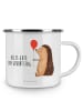 Mr. & Mrs. Panda Camping Emaille Tasse Igel Luftballon mit Spruch in Weiß